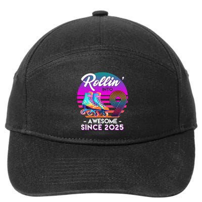 Rollin Into 9 Years Old Awesome Since 2025 Birthday 7-Panel Snapback Hat