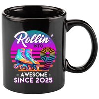 Rollin Into 9 Years Old Awesome Since 2025 Birthday 11oz C Handle Ceramic Mug