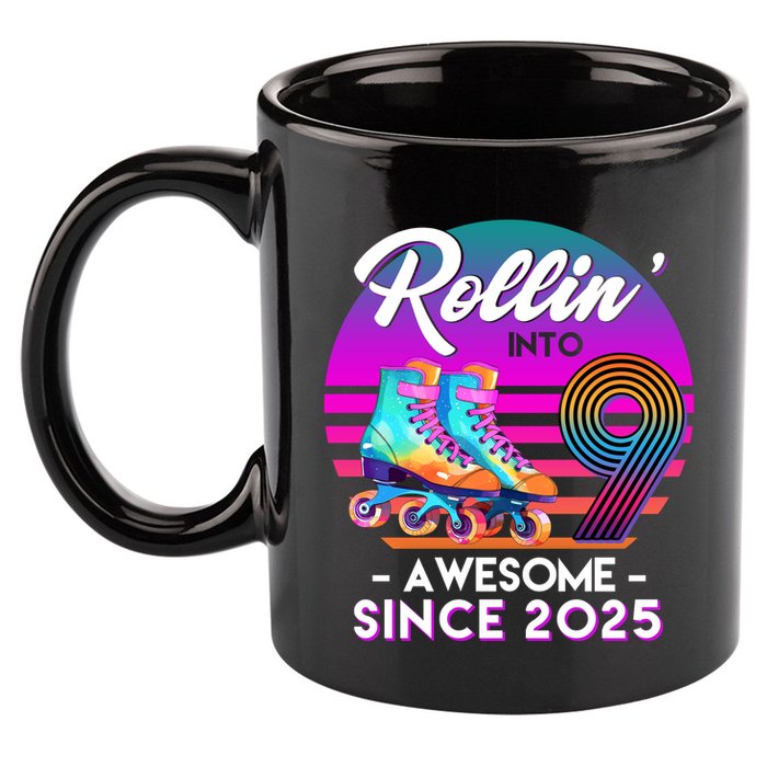 Rollin Into 9 Years Old Awesome Since 2025 Birthday 11oz C Handle Ceramic Mug