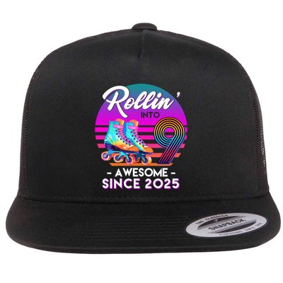 Rollin Into 9 Years Old Awesome Since 2025 Birthday Flatbill Hat