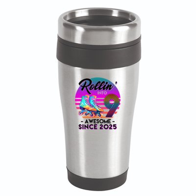 Rollin Into 9 Years Old Awesome Since 2025 Birthday 16oz Travel Tumbler