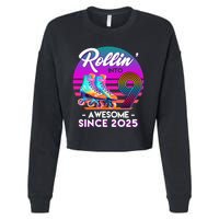 Rollin Into 9 Years Old Awesome Since 2025 Birthday Cropped Pullover Crew