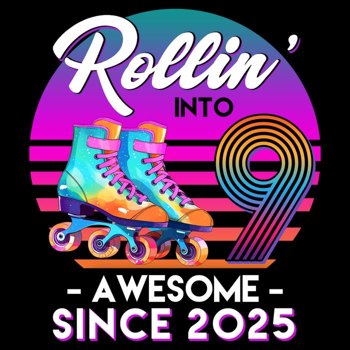 Rollin Into 9 Years Old Awesome Since 2025 Birthday Cropped Pullover Crew