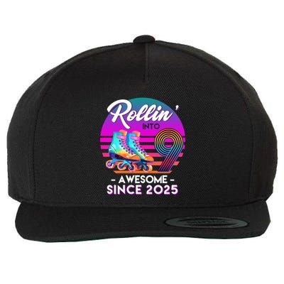 Rollin Into 9 Years Old Awesome Since 2025 Birthday Wool Snapback Cap