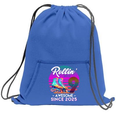 Rollin Into 9 Years Old Awesome Since 2025 Birthday Sweatshirt Cinch Pack Bag