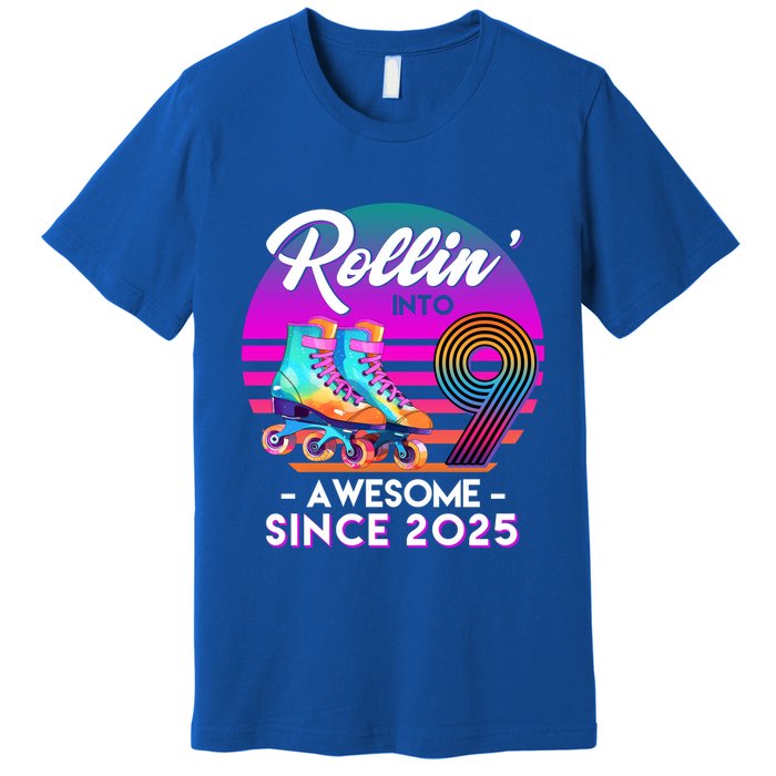 Rollin Into 9 Years Old Awesome Since 2025 Birthday Premium T-Shirt