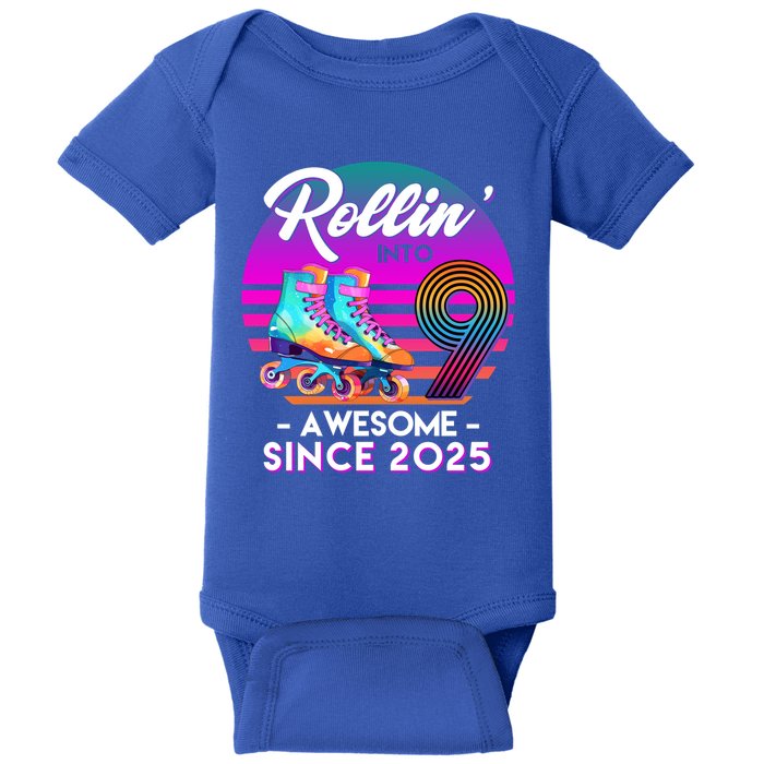 Rollin Into 9 Years Old Awesome Since 2025 Birthday Baby Bodysuit