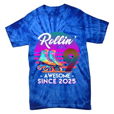 Rollin Into 9 Years Old Awesome Since 2025 Birthday Tie-Dye T-Shirt