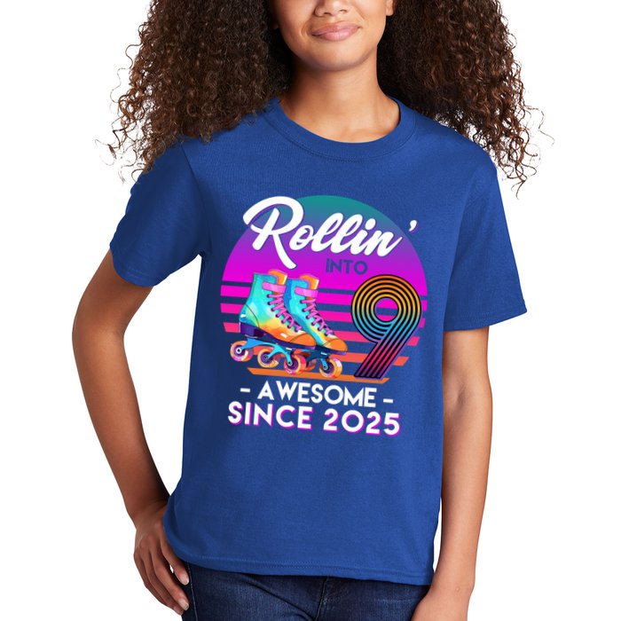 Rollin Into 9 Years Old Awesome Since 2025 Birthday Kids T-Shirt
