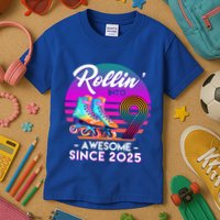 Rollin Into 9 Years Old Awesome Since 2025 Birthday Kids T-Shirt