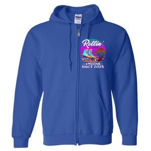 Rollin Into 9 Years Old Awesome Since 2025 Birthday Full Zip Hoodie