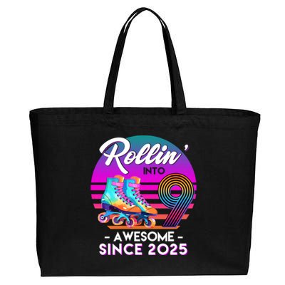 Rollin Into 9 Years Old Awesome Since 2025 Birthday Cotton Canvas Jumbo Tote