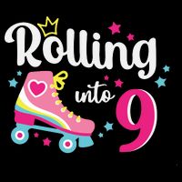 Rolling Into 9 Birthday Roller Skates 9th Birthday Cooling Performance Crew T-Shirt