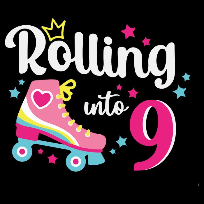 Rolling Into 9 Birthday Roller Skates 9th Birthday Cooling Performance Crew T-Shirt
