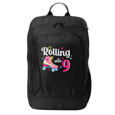 Rolling Into 9 Birthday Roller Skates 9th Birthday City Backpack