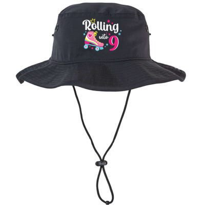 Rolling Into 9 Birthday Roller Skates 9th Birthday Bucket Hat