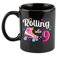 Rolling Into 9 Birthday Roller Skates 9th Birthday 11oz C Handle Ceramic Mug