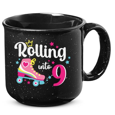 Rolling Into 9 Birthday Roller Skates 9th Birthday 15oz Campfire Ceramic Mug