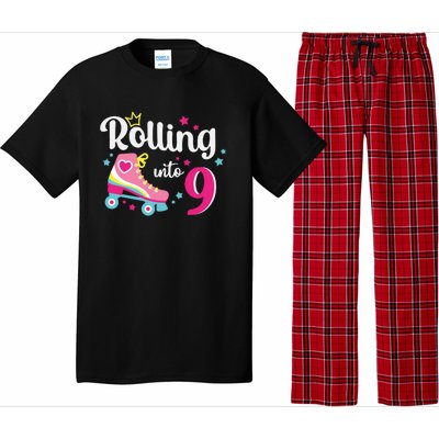 Rolling Into 9 Birthday Roller Skates 9th Birthday Pajama Set