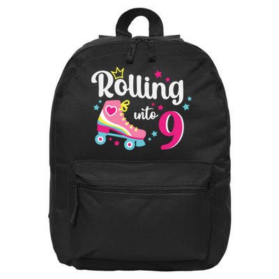 Rolling Into 9 Birthday Roller Skates 9th Birthday 16 in Basic Backpack