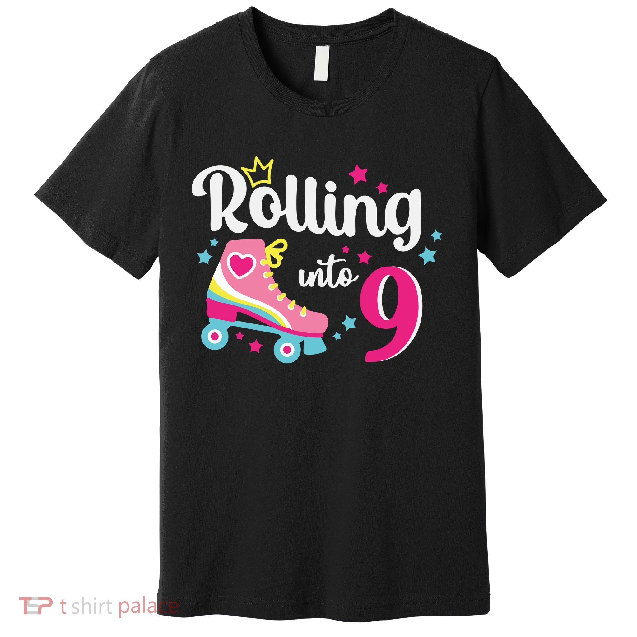 Rolling Into 9 Birthday Roller Skates 9th Birthday Premium T-Shirt