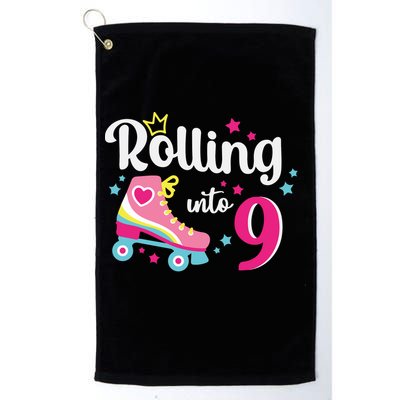 Rolling Into 9 Birthday Roller Skates 9th Birthday Golf Towel