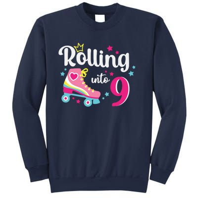 Rolling Into 9 Birthday Roller Skates 9th Birthday Sweatshirt