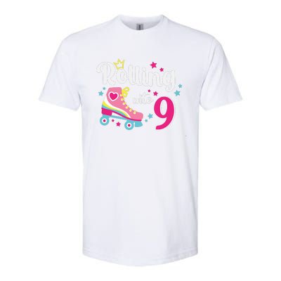 Rolling Into 9 Birthday Roller Skates 9th Birthday Softstyle CVC T-Shirt