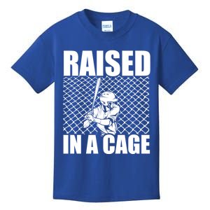 Raised In A Cage Baseball Training Batter Catcher Pitch Gift Kids T-Shirt