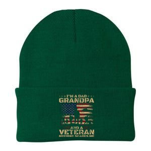 Retro Im A Dad Grandpa And Veteran Fathers Day Grandpa Papa Knit Cap Winter Beanie