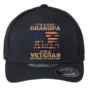 Retro Im A Dad Grandpa And Veteran Fathers Day Grandpa Papa Flexfit Unipanel Trucker Cap