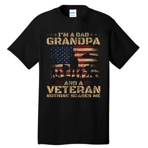 Retro Im A Dad Grandpa And Veteran Fathers Day Grandpa Papa Tall T-Shirt