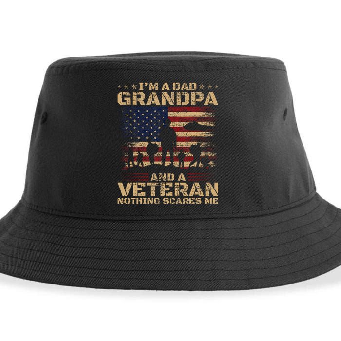 Retro Im A Dad Grandpa And Veteran Fathers Day Grandpa Papa Sustainable Bucket Hat