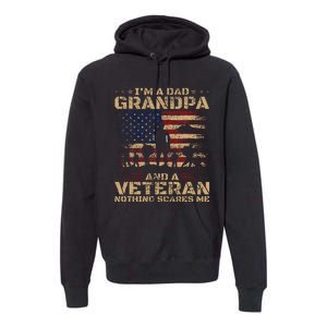 Retro Im A Dad Grandpa And Veteran Fathers Day Grandpa Papa Premium Hoodie