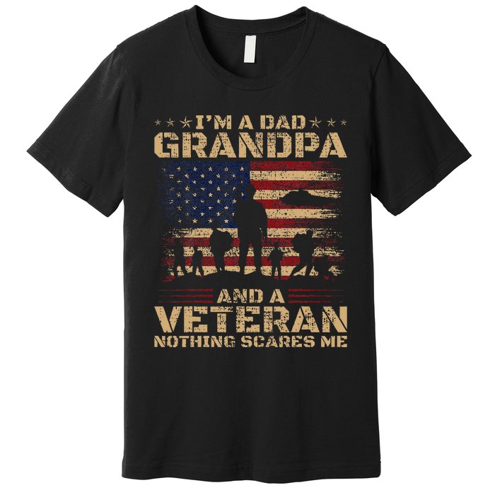 Retro Im A Dad Grandpa And Veteran Fathers Day Grandpa Papa Premium T-Shirt