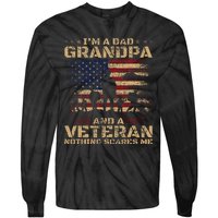 Retro Im A Dad Grandpa And Veteran Fathers Day Grandpa Papa Tie-Dye Long Sleeve Shirt