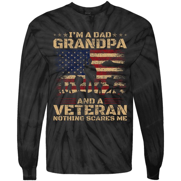 Retro Im A Dad Grandpa And Veteran Fathers Day Grandpa Papa Tie-Dye Long Sleeve Shirt