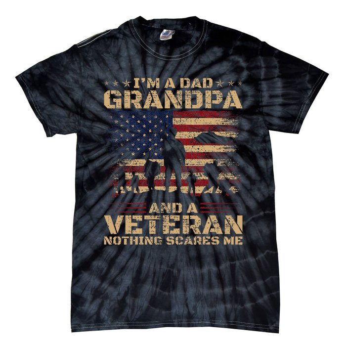 Retro Im A Dad Grandpa And Veteran Fathers Day Grandpa Papa Tie-Dye T-Shirt