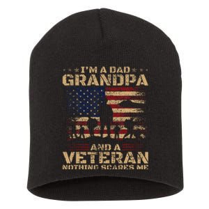 Retro Im A Dad Grandpa And Veteran Fathers Day Grandpa Papa Short Acrylic Beanie