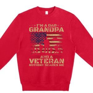 Retro Im A Dad Grandpa And Veteran Fathers Day Grandpa Papa Premium Crewneck Sweatshirt