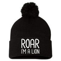 Roar IM A Lion Funny And Lazy Costume For Halloween Parties Pom Pom 12in Knit Beanie