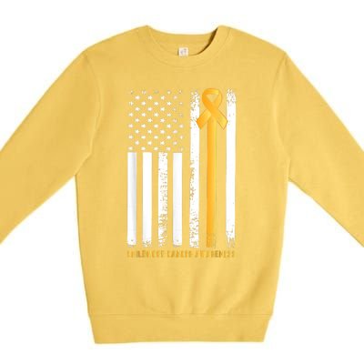 Ribbon In A Flag, Childhood Cancer Awareness Premium Crewneck Sweatshirt