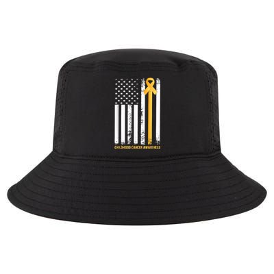 Ribbon In A Flag, Childhood Cancer Awareness Cool Comfort Performance Bucket Hat