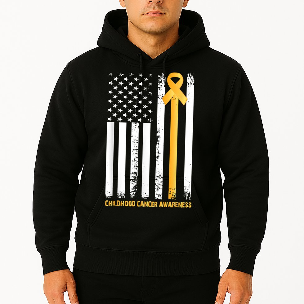 Ribbon In A Flag, Childhood Cancer Awareness Hoodie