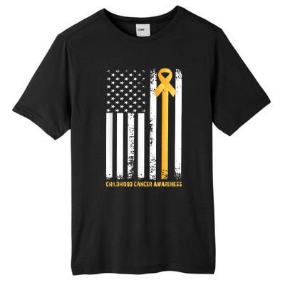 Ribbon In A Flag, Childhood Cancer Awareness Tall Fusion ChromaSoft Performance T-Shirt