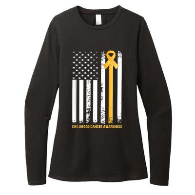 Ribbon In A Flag, Childhood Cancer Awareness Womens CVC Long Sleeve Shirt