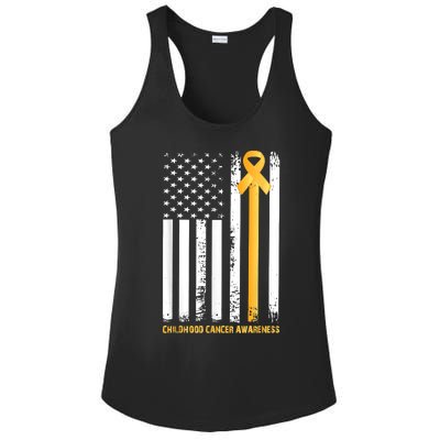 Ribbon In A Flag, Childhood Cancer Awareness Ladies PosiCharge Competitor Racerback Tank