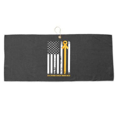 Ribbon In A Flag, Childhood Cancer Awareness Large Microfiber Waffle Golf Towel