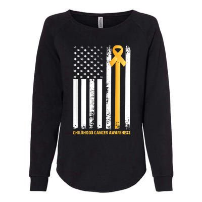 Ribbon In A Flag, Childhood Cancer Awareness Womens California Wash Sweatshirt