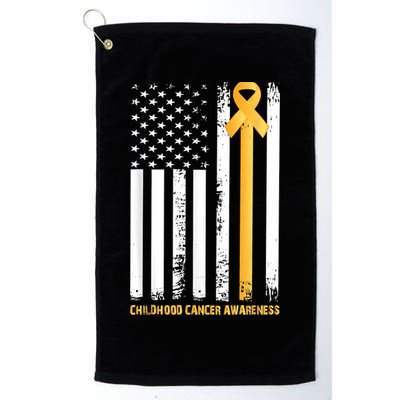 Ribbon In A Flag, Childhood Cancer Awareness Golf Towel
